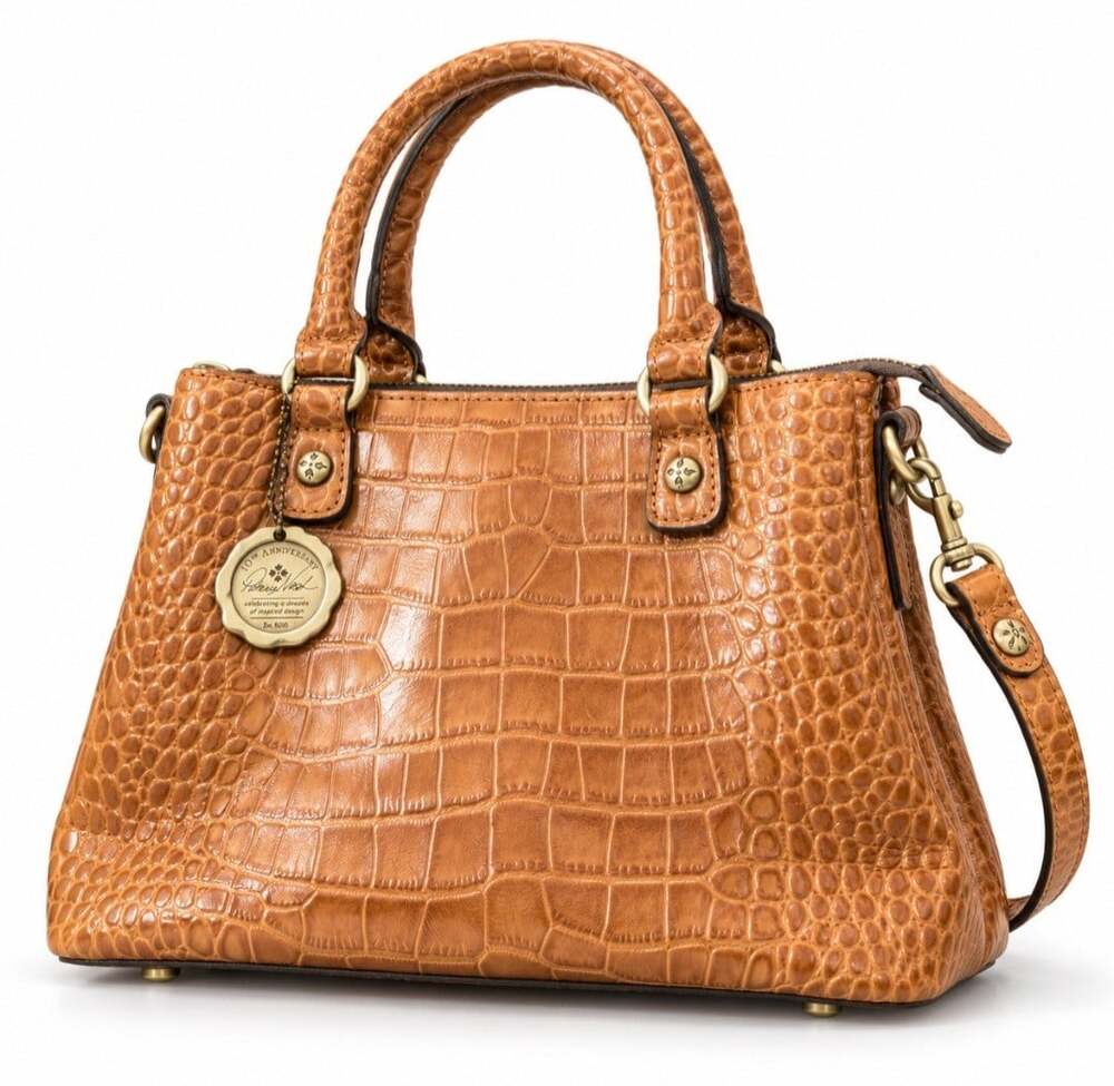 Patricia Nash Norcia Medium Satchel Croc Embossed Leather 10th Anniversary Bag